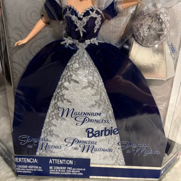 2000 Princess Millennium Barbie Silver Blue Gown Collector Edition Rare Box - Picture 3 of 8